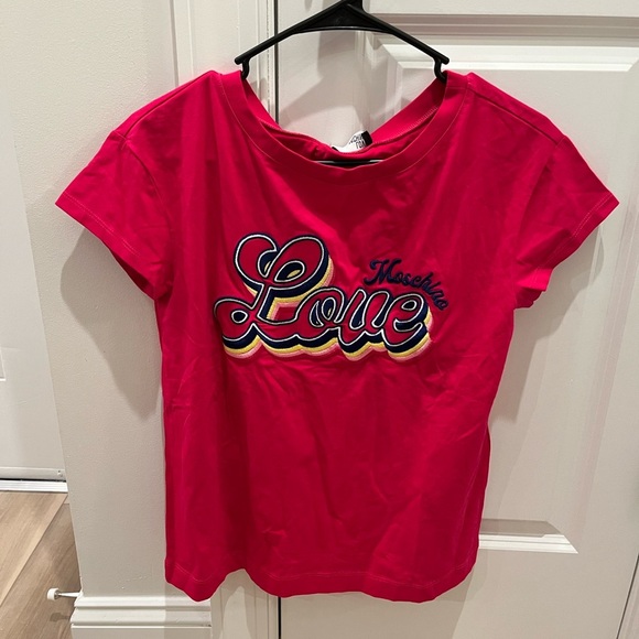 NWT Love Moschino Fuchsia Pink Short Sleeve Tee 4 - Picture 1 of 5